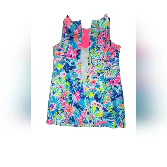 Lilly Pulitzer Adara Shift Multicolor Chest Crochet Tropical Preppy Dress, 12 - Picture 6 of 7
